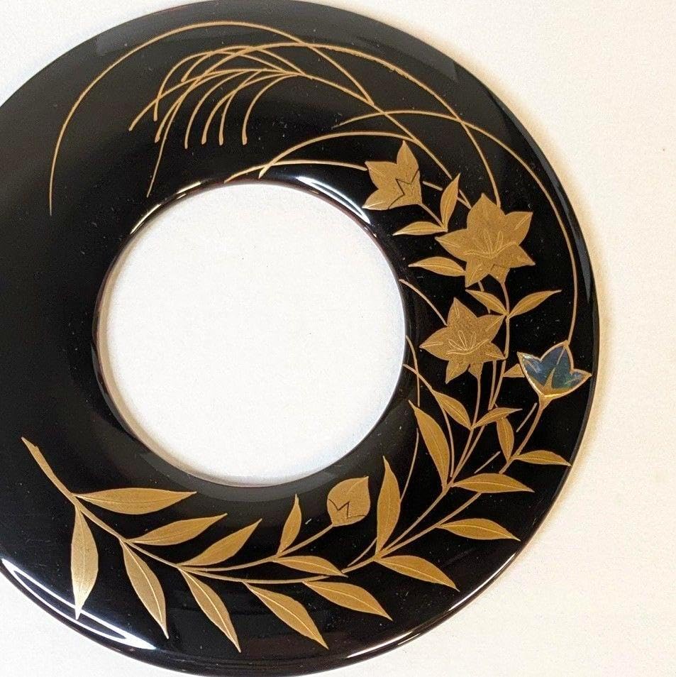 【セール・新品】 法衣環　黒　桔梗　約10cm　蒔絵　田中修孝作 法衣環 黒 桔梗 約10cm 蒔絵 田中修孝作 骨董品 華道道具 筒型